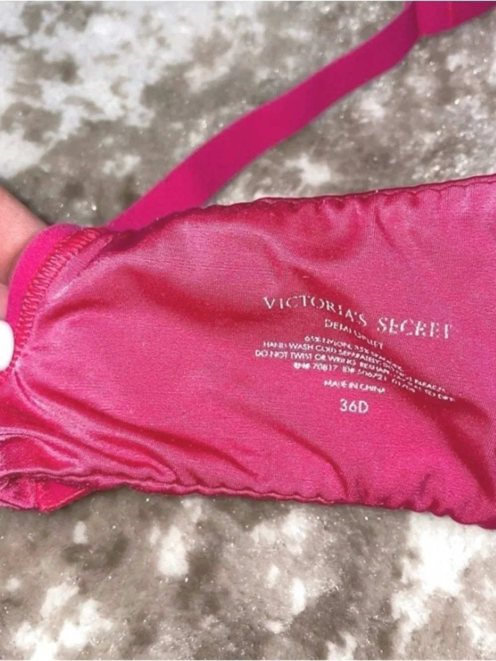 Victoria's Secret Satin Push-Up Bra in Hot Pink semi padded 36D FUSCHIA